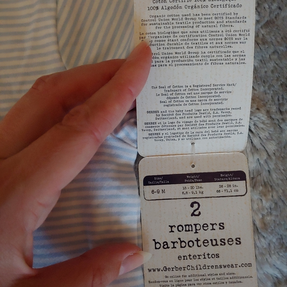 Gerber Organic Rompers - Picture 3 of 3